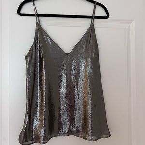 Cami NYC liquid silver metallic tank